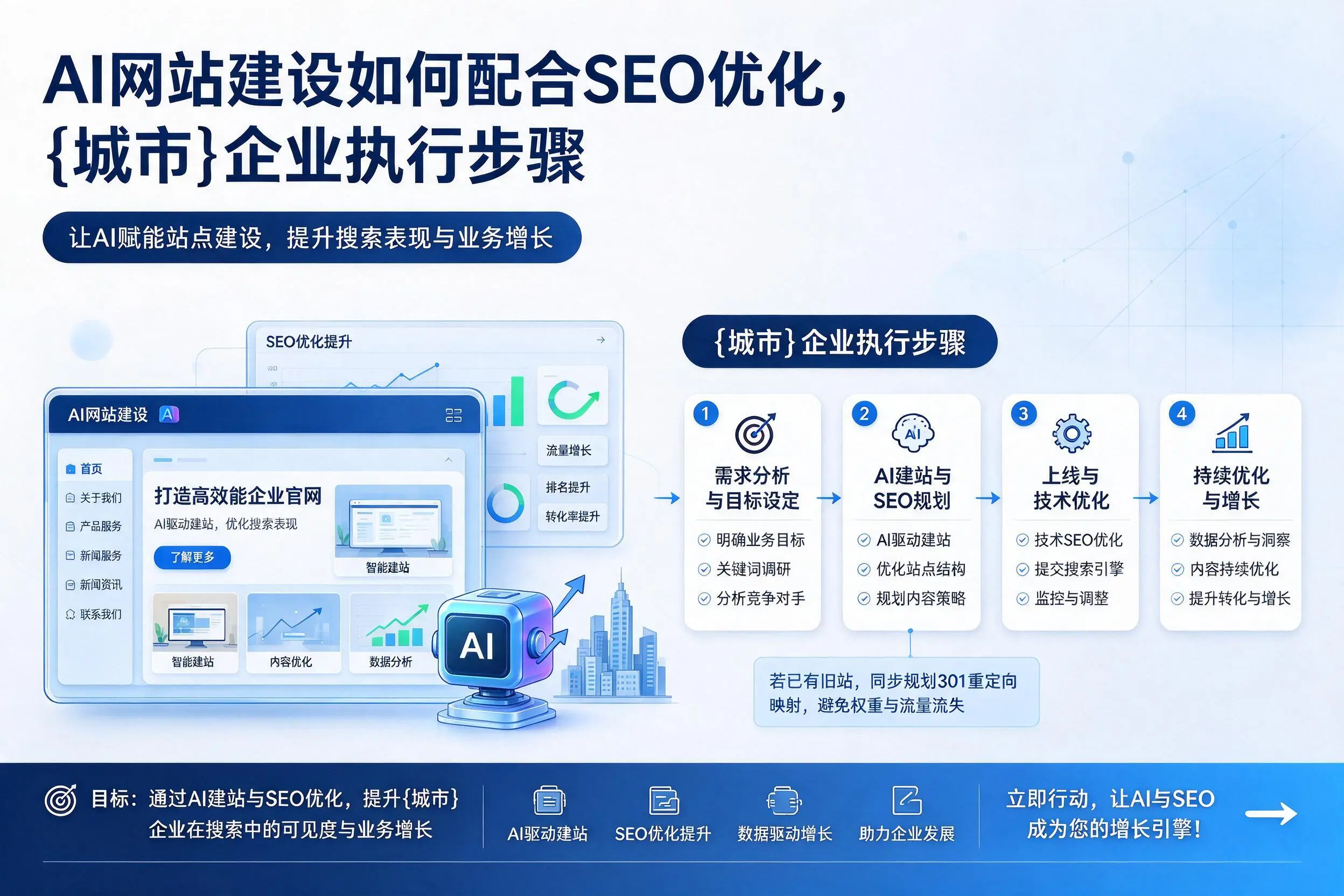 AI网站建设如何配合SEO优化，日喀则企业执行步骤