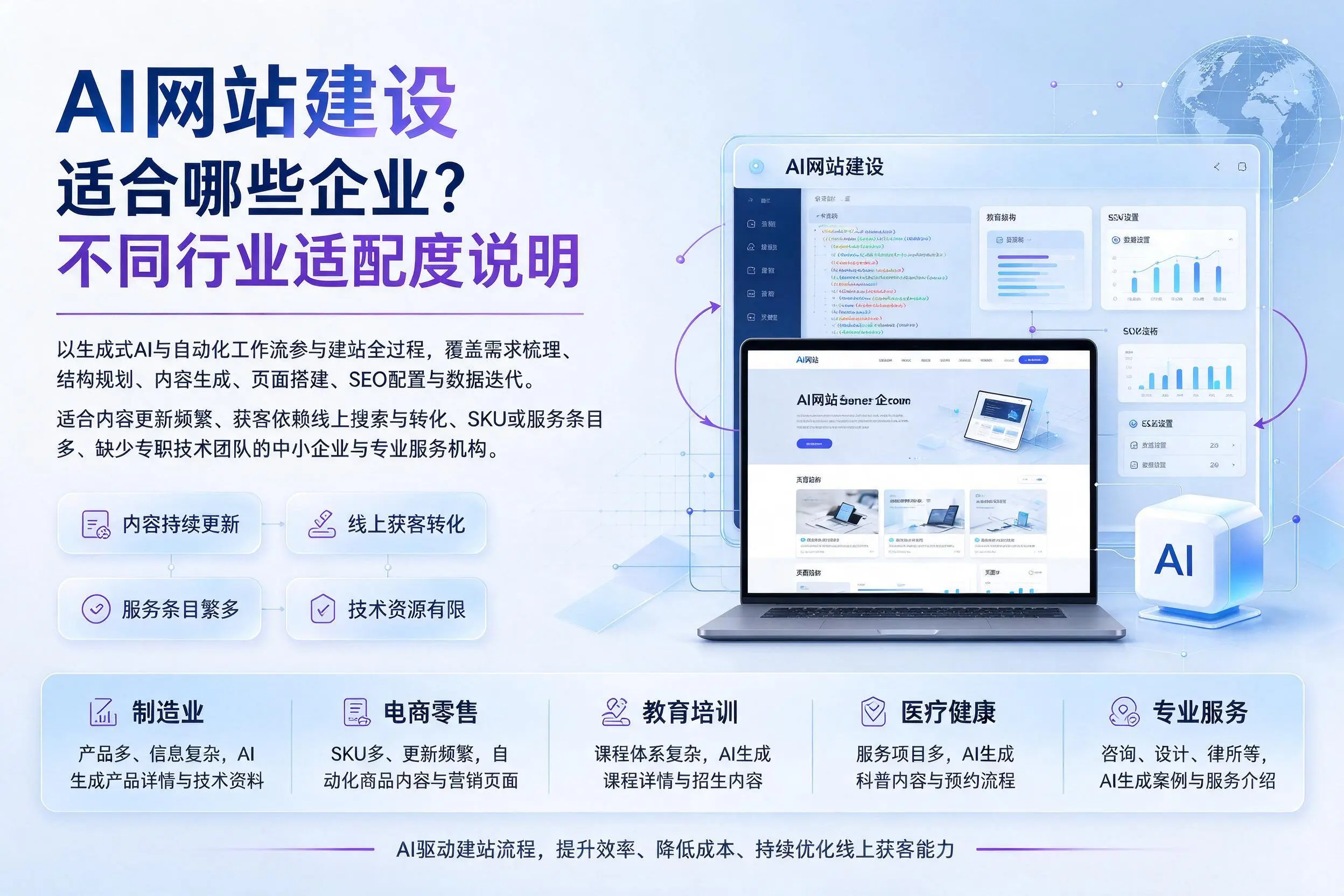 AI网站建设适合哪些企业？日喀则不同行业适配度说明